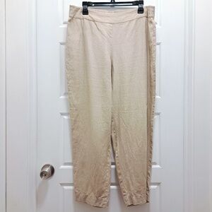 Eileen Fisher Organic Linen Stretch Waist Pull On Pants Size Large